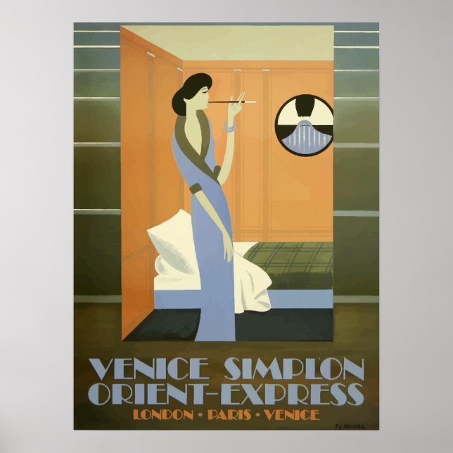 Vintage Travel Venice Orient Express Poster (Front)