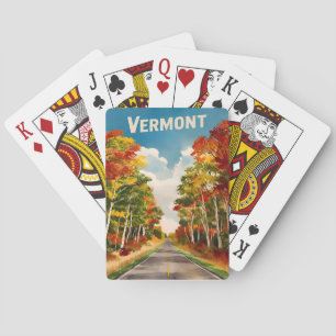 Vintage Travel Vermont Rustic Landscape Retro Playing Cards