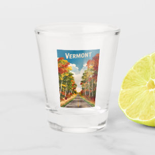 Vintage Travel Vermont Rustic Landscape Retro Shot Glass