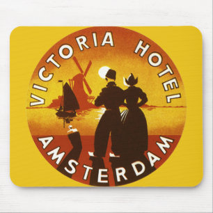 Vintage Travel, Victoria Hotel, Amsterdam, Holland Mouse Mat