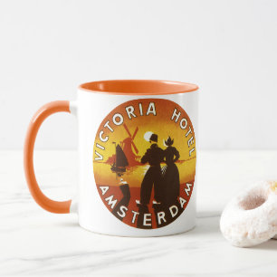 Vintage Travel, Victoria Hotel, Amsterdam, Holland Mug