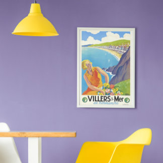 Vintage Travel Villers sur Mer Normandy Beach Poster