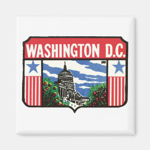 Vintage Travel Washington D.C. State Label Art Magnet