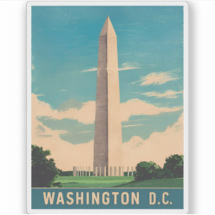Vintage Travel Washington Monument Retro Scenic