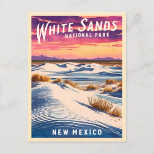 Vintage Travel White Sands National Park Retro Postcard