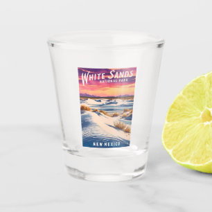 Vintage Travel White Sands National Park Retro Shot Glass