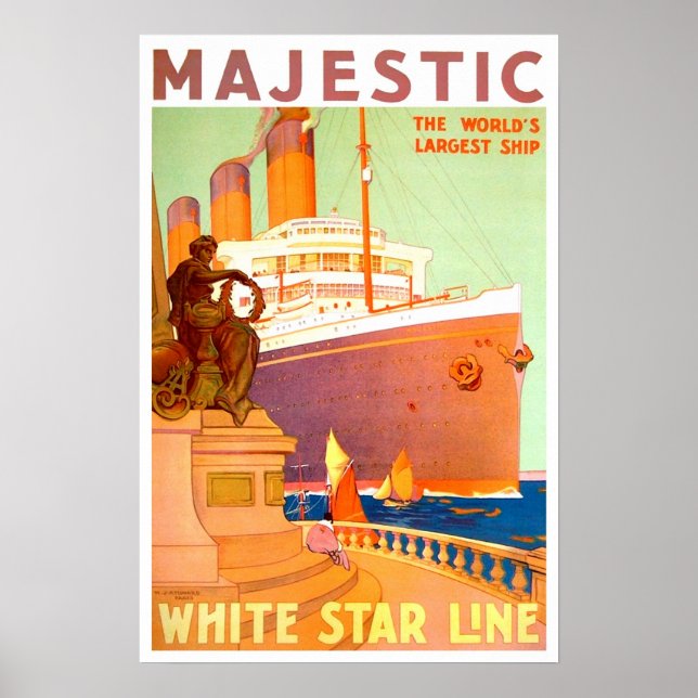 Vintage travel,White Star Line Poster (Front)