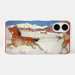 Vintage Travel, Winter in Engadin Switzerland iPhone 16 Case