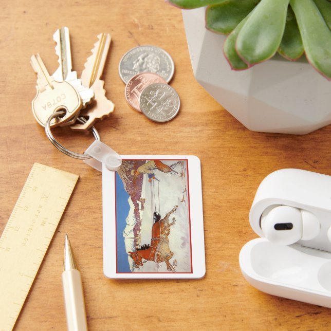 Vintage Travel, Winter in Engadin Switzerland Key Ring (Desk)