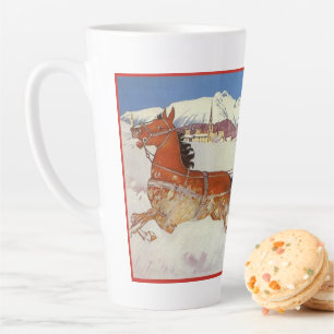 Vintage Travel, Winter in Engadin Switzerland Latte Mug