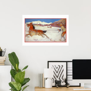 Vintage Travel, Winter in Engadin Switzerland Poster