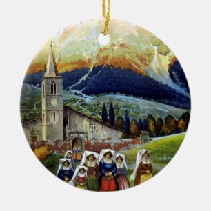 Vintage Travel, Women of Abruzzo, Italy Ceramic Tree Decoration