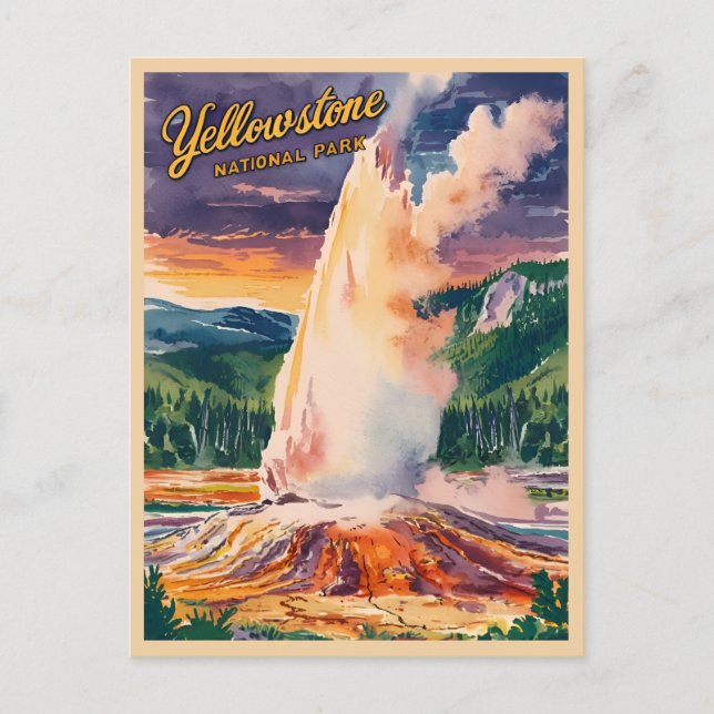 Vintage Travel Yellowstone National Park Retro Postcard (Front)