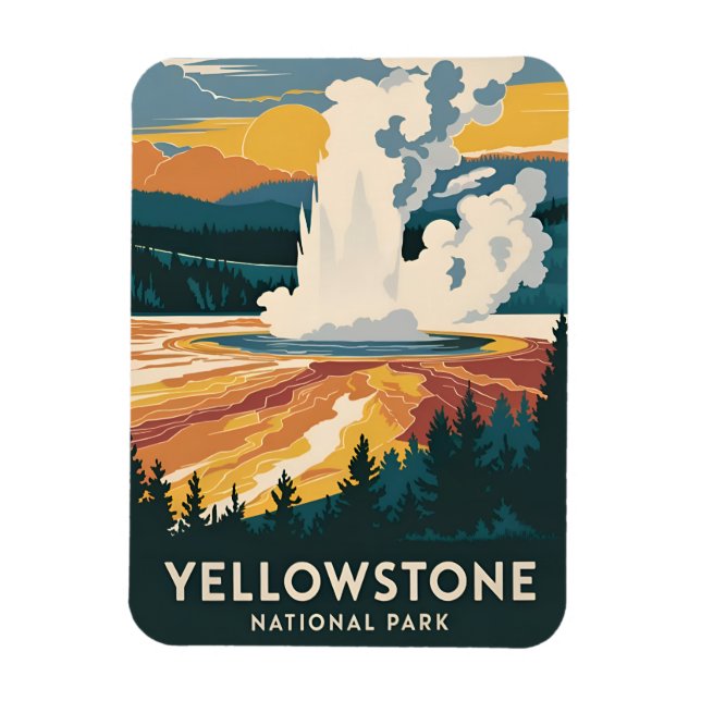 Vintage Travel Yellowstone National Park Scenic Magnet (Vertical)