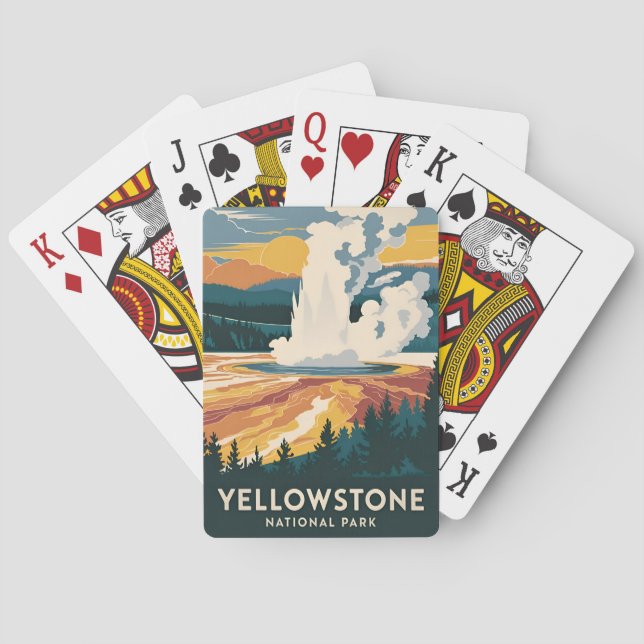 Vintage Travel Yellowstone National Park Scenic Playing Cards (Back)