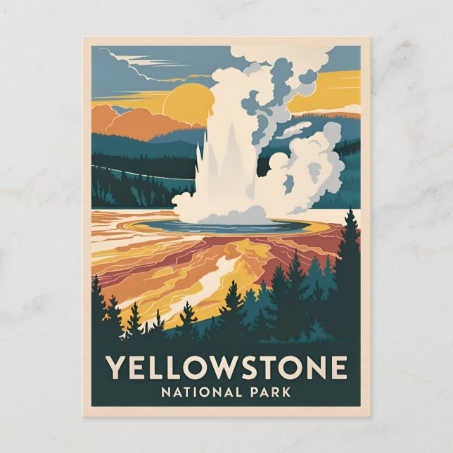 Vintage Travel Yellowstone National Park Scenic Postcard (Front)