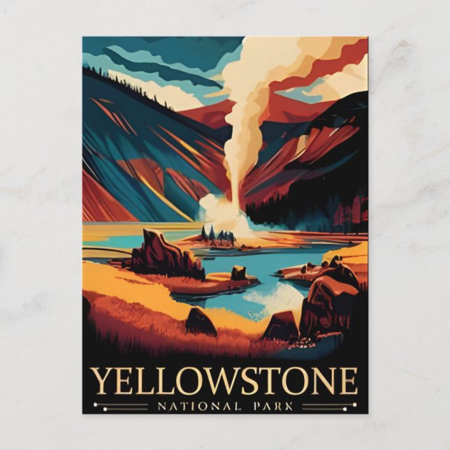 Vintage travel Yellowstone National Park Wyoming Postcard (Front)