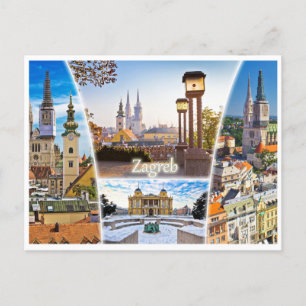 Vintage Travel Zagreb Croatia Cityscape retro  Postcard