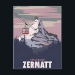 Vintage travel Zermatt ski Switzerland retro  Postcard<br><div class="desc">vintage,  retro,  travel,  modern,  watercolor,  classic,  Zermatt,  ski,  Alps,  Switzerland postcards, </div>