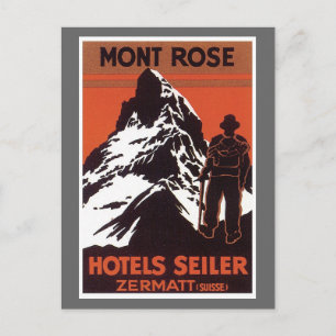 Vintage Travel Zermatt Switzerland Hotel Label Postcard