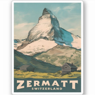 Vintage Travel Zermatt Switzerland Retro Scenic