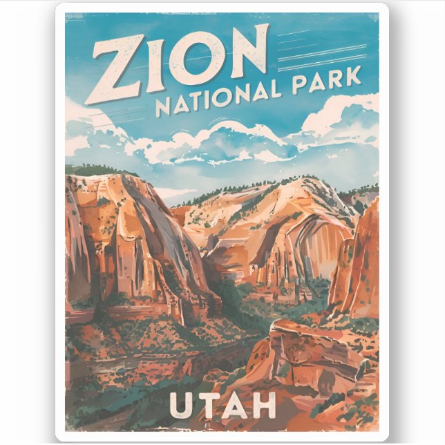 Vintage Travel Zion National Park Utah Retro (Front)
