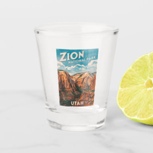 Vintage Travel Zion National Park Utah Retro Shot Glass