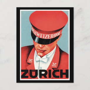 Vintage Travel Zurich Switzerland Label Art Postca Postcard