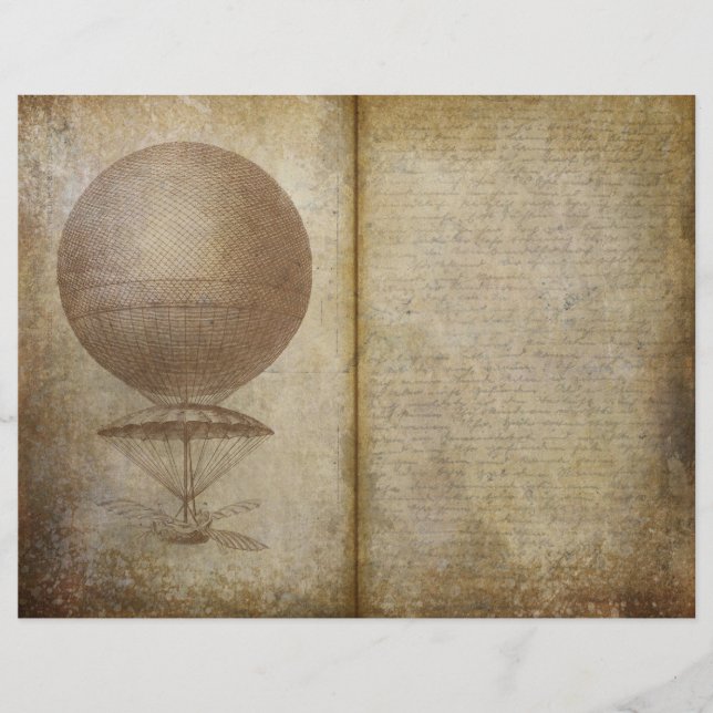 Vintage Traveller Hot Air Balloon Journal Page (Front)