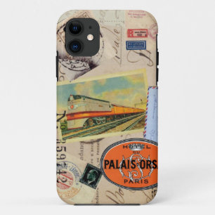 Vintage traveller stamps iphone case