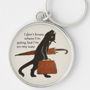 Vintage Travelling Black Cat Keychain