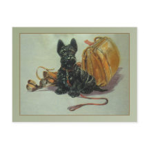 Vintage Travelling Scottie Dog Postcard