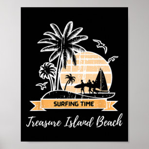 Vintage Treasure Island Beach Lover Palm Trees Sur Poster