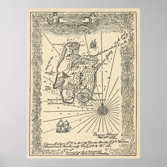 Vintage Treasure Island Pirate Map (1915) Poster (Front)