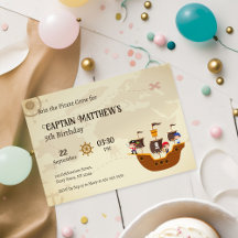 Vintage Treasure Map Pirate Ship Birthday Party