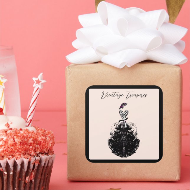 Vintage Treasures Fashion Party Diva  Square Sticker (Party)