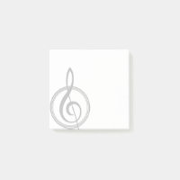 Vintage Treble Clef Greyscale Post It Notes