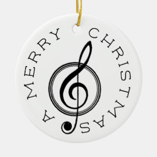 Vintage Treble Clef Merry Christmas Ornament