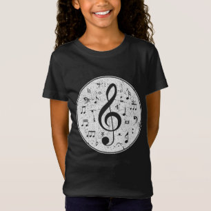 Vintage Treble Clef Music Notes Design T-Shirt