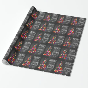 Vintage Tree Chalkboard Christmas Wrapping Paper