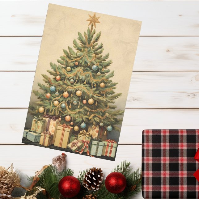 Vintage Tree Christmas Winter Aged Decoupage Tissue Paper (Creator Uploaded)
