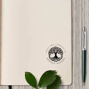 Vintage Tree Custom Name From The LIbrary Book Rubber Stamp