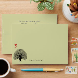 Vintage Tree Love Wedding Invitation Envelopes