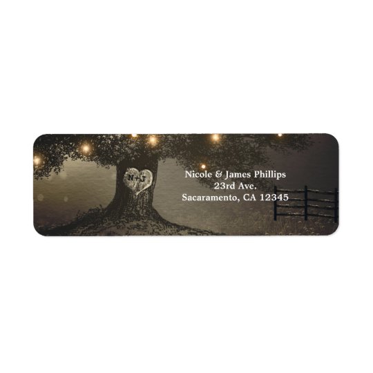 Vintage Tree & Night Lights Wedding Invitation Return Address Label