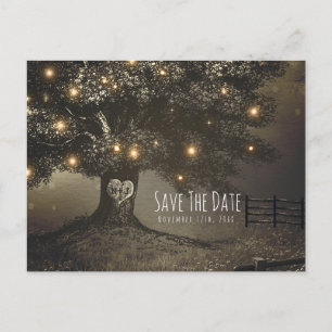 Vintage Tree & Night Lights Wedding Save the Date Announcement Postcard