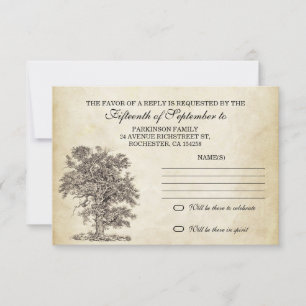 vintage tree old rsvp for wedding design card