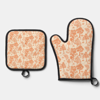 Vintage Tree Oven Mitt & Pot Holder Set