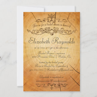 Vintage Tree Rings Bridal Shower Invitations