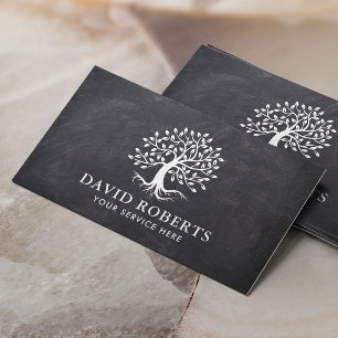 Vintage Tree Roots Elegant Chalkboard Business Card