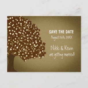 Vintage Tree Rustic Wedding Save Date Postcard